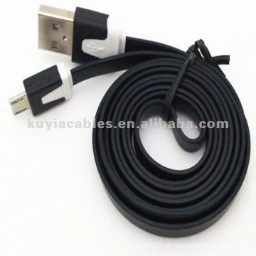 Micro USB Masculino para USB macho Flat Slim Data Cable Para HTC Samsung Black UBC07